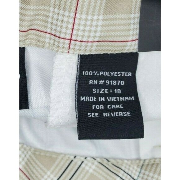 Pebble Beach Performance Size 10 Long Beige Plaid Shorts, Lightweight Polyester - Picture 9 of 11
